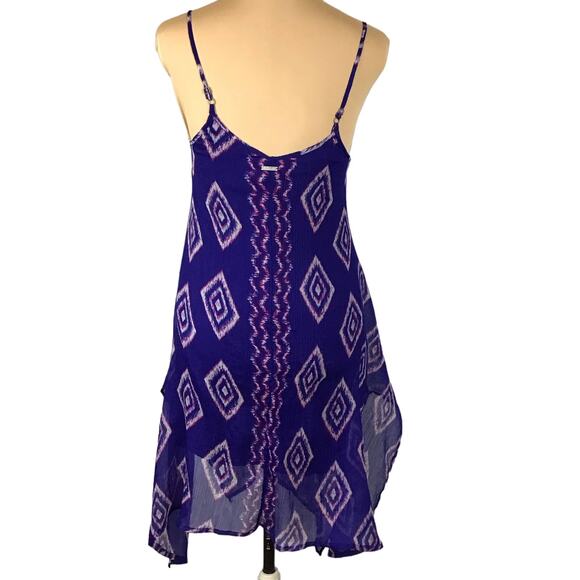Billabong Rapid Waves Handkerchief Hem Shift Sleeveless Tissue Chiffon Dress S - Picture 8 of 12